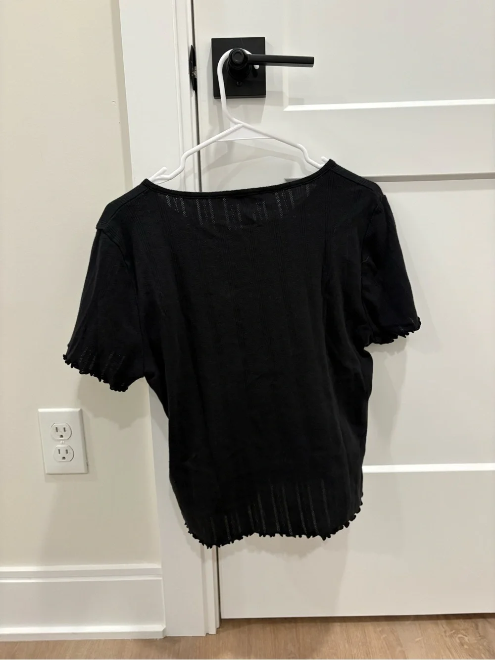 J. Crew Black Short Sleeve Button-Front Top 100%Cotton Size Medium